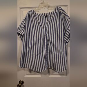 SHEIN Navy and White Striped Casual Shirt